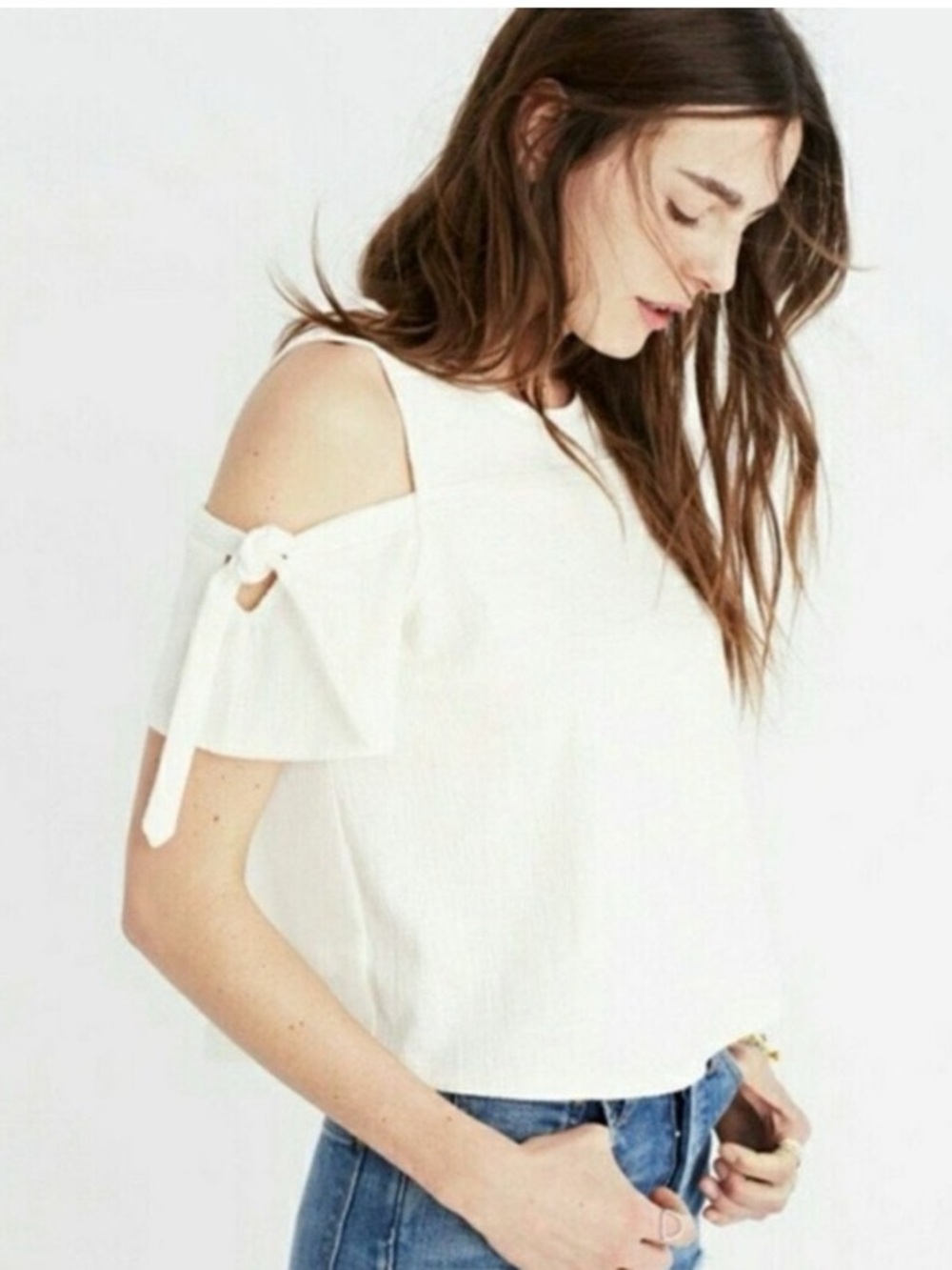 Madewell Skylark Cream Cold-Shoulder Blouse